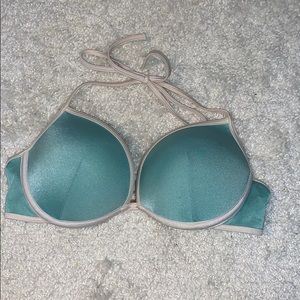Shimmery light blue bikini top